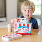 Melissa & Doug Scoop & Stack Ice Cream Cone Wooden Magnetic Pretend Play Food Set - Preschool Toy -Magnetic play set includes 4 magnetic ice-cream scoops, 2 cones, a magnetic scooper, ice cream tub with lid for storing play pieces