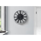 Monarch Specialties Clocks 20" Round Wall Clock - Black Silver -Easy to read with roman numeric markings against a skeleton style background and quartz movement for accurate timekeeping