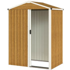 Outsunny Outdoor Metal Garden Shed - 4.5' x 3' - Wood Grain-Built with galvanized steel, it is for all-year protection
