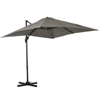 Outsunny 8' L x 8' W Square Patio Hanging Offset Umbrella with 360° Rotation - Light Grey-Attractive and stylish offset market patio umbrella provides extra protection from the weather elements with its superior tilt and crank design  