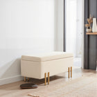 HOMCOM Flip-Top Bedroom Storage Ottoman Bench with 18.5 Gallons - Beige-Colour: Beige