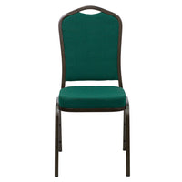 Flash Furniture HERCULES Series Crown Back Stacking Banquet Chair in Green Fabric - Gold Vein Frame-Multipurpose Banquet Chair