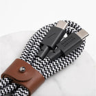 Native Union Belt USB-C to USB-C 1.2m Cable - Zebra-Made better for the Earth with an innovative eco-friendly construction: 100% recycled PET braiding, 100% recycled TPU housing & 75% recycled bonded leather strap