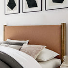 Modway Maven Queen Size Vegan Leather Upholstered Platform Bed - Tan Walnut-Upholstered Headboard and Footboard