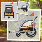Aosom 3-in-1 2-Seater High-Visibility Baby Bike Trailer - Red-Safety flag, reflector, and five-point seatbelt protect against the possibility of harm on the road 