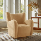 Modway Montrose Wingback Sherpa Swivel Accent Chair - Camel Walnut-Wire Brush Wood Base