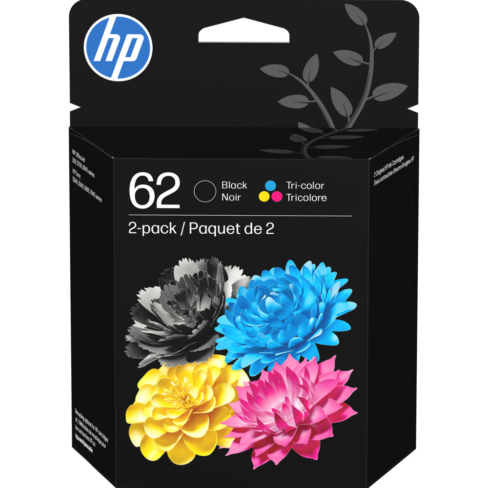 HP 62 Black & Tri-Colour Original Ink Cartridges, 2/Pack (N9H64FN