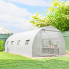Outsunny Walk-in Tunnel Greenhouse with 2 Support Rods - 20' x 10' x 7' - White- Mesh door and windows offer excellent cross-ventilation
 