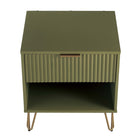 Manhattan Comfort DUMBO 20.07" Modern 1-Drawer Nightstand 2-Piece Set - Olive Green-30 Day Limited Manufacturer's Warranty