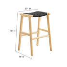 Modway Saoirse Woven Rope Wood Bar Stool - Natural Black - Set of 2-Basket Weave Design