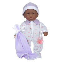 JC Toys La Baby Soft 11" Baby Doll - Purple with Blanket - African-American-Lightweight and easy for young hands to hold, carry and cuddle