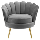 Modway Admire Scalloped Edge Performance Velvet Accent Armchair - Grey-Assembly Required