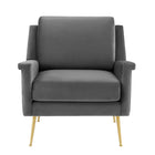 Modway Chesapeake Performance Velvet Armchair - Gold Grey-Brushed Gold Stainless Steel Legs