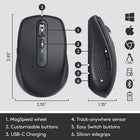 Logitech MX Anywhere 3 Compact Performance Wireless Mouse - Black-Work faster with button customizations and predefined profiles for Adobe Photoshop, Adobe Premiere Pro, Final Cut Pro, Google Chrome, Safari, Zoom, and Microsoft Teams, Word, Excel, & PowerPoint