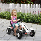 Aosom Kids Pedal Go Kart with Adjustable Seat and Rubber Wheels - White-Seat Dimension: 13.8" W x 11" D x 12" H (35 x 28 x 30.5 cm) 