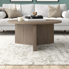 Hudson&Canal Anders 36"W Round Coffee Table - Antiqued Grey Oak-Product Dimensions: 36" L x 36" W x 17" H