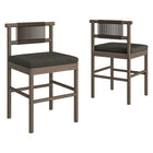 Modway Eleni Outdoor Teak Wood Counter Stools 2-Piece Set - Weathered Grey/Flint-Teak Wood Frame