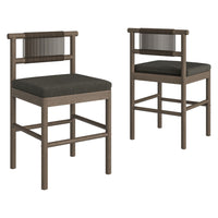 Modway Eleni Outdoor Teak Wood Counter Stools 2-Piece Set - Weathered Grey/Flint-Teak Wood Frame