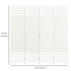 HOMCOM 4 Panel Wave Fiber Freestanding Room Divider for Home Office - White-Folding design with four panels and nine metal hinges allows you to create a new look and save space when not in use
