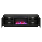 Hudson&Canal Presque TV Stand with 26" Crystal Fireplace for TV's up to 75" - Black Grain-The top has a weight capacity of 75lbs, lower shelves can hold 25lbs each