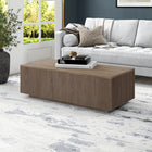 Hudson&Canal Reyes 48"W Rectangular Coffee Table - Antiqued Grey Oak-Finished in wood-look antiqued gray oak