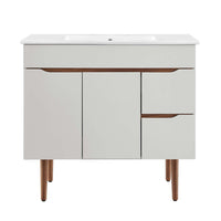 Modway Harvest 36" Bathroom Vanity - Grey/White-Mid-Century Modern Vanity