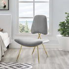 Modway Ponder Performance Velvet Lounge Chair - Grey-Dense Foam Padding for Comfort