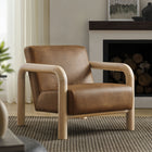 Modway Sereno Vegan Leather Accent Chair - Canyon Oak-Dense Foam Padding