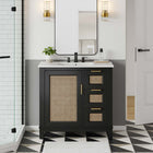 Modway Dixie 36" Solid Wood Bathroom Vanity Cabinet - Black/White-Soft-close Hinges