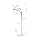 Monarch Specialties 9648 71"H Floor Lamp - Black Metal/Contemporary-A solid marble base provides dependable support while adding an elegant decorative touch to illuminate your space