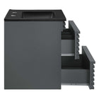 Modway Render 24" Wall-Mount Bathroom Vanity - Grey/Black-Ceramic Sink Basin