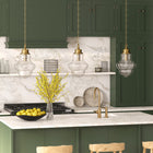 Hudson&Canal Annie 9.13" Wide Pendant with Glass Shade - Brass/Clear-Clean with a soft, dry cloth and no harsh chemicals or abrasive cleaning materials
