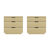 Manhattan Comfort Payton 26" Modern Nightstand 2-Piece Set - Natural Oak/Black-Modern Nightstand for Bedroom and Living Room Use. Set of 2
