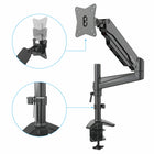 ShoppingAll SA-GA12 Adjustable Single Gas Spring Monitor Mount Desk Stand for 15"-32" Monitor - Black-Comes with one 6.0ft/1.8m HDMI for extra add-on