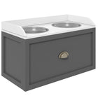 PawHut Large Elevated Dog Bowl Stand with Bowl and Storage - Grey-Includes two removable stainless steel bowls for easy cleaning and refilling 