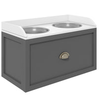 PawHut Large Elevated Dog Bowl Stand with Bowl and Storage - Grey-Includes two removable stainless steel bowls for easy cleaning and refilling 