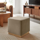 Modway Tilden 17" Square Performance Velvet Upholstered Ottoman - Taupe/Natural-Dense Foam Padding