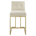 Modway Privy Upholstered Fabric Counter Stool - Gold Beige - Set of 2-Counter Stool Weight Capacity: 331 lb