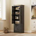 HOMCOM 67" H Tall Kitchen Pantry Cabinet with Adjustable Shelves - Black-Two 3-level adjustable shelves offer customizable storage 