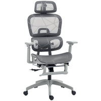 HOMCOM Ergonomic High Back Mesh Office Chair - Grey-135 degree reclining back. Three-level adjustable. Lie back to the position you want