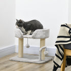 PawHut Cat Tree Tower Condo with Sisal Scratching Posts - Light Grey-Covered in plush upholstery, keeping your cat comfortable 