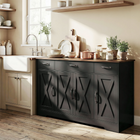 HOMCOM 55" Farmhouse Sideboard Buffet Cabinet for TVs up to 60 Inch with Barn Doors - Black-A robust tabletop supports up to 110 lbs, suitable for appliances or decor
