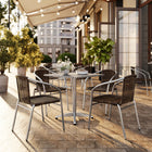 Flash Furniture 27.5" Square Aluminum Indoor-Outdoor Table Set with 4 Dark Brown Rattan Chairs-Set Includes Table and 4 Chairs