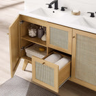 Modway Soma 48" Double Sink Bathroom Vanity - Oak/White-Rattan Weave