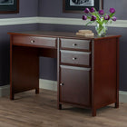 Winsome Delta Office Writing Desk, Walnut (94147)-Internal Dimensions Large Drawer: 24"W x 15.1"D x 2.75"H; Small Drawer: 13.9"W x 15.1"D x 2.75"H, Cabinet: 16"W x 17.4"D x 15.2"H