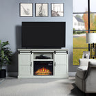 Manhattan Comfort Myrtle 60" Modern Fireplace - Black and Cream Oak - Set of 2-Recommended for up to a 56" TV. 1 Media Hole Included for Cable and Wire Management