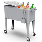 Permasteel 80 qt Retro Rolling Patio Cooler with Divider - Grey-Matte finish