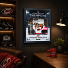 Frameworth Carolina Hurricanes 2026 Stanley Cup Champions: Frederik Andersen Ice Design PhotoGlass Framed Photo - 18" W x 22" H-Professionally framed in Canada: The image is printed in ultra high definition directly onto the glass itself and finished in a black frame