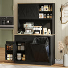 HOMCOM 69" H Cabinet with Charging Station - Black-Four spice racks on the doors keep seasonings within reach 