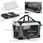PawHut 24" Foldable Pet Carrier with Removable Mat - Grey-Three doors for easy access